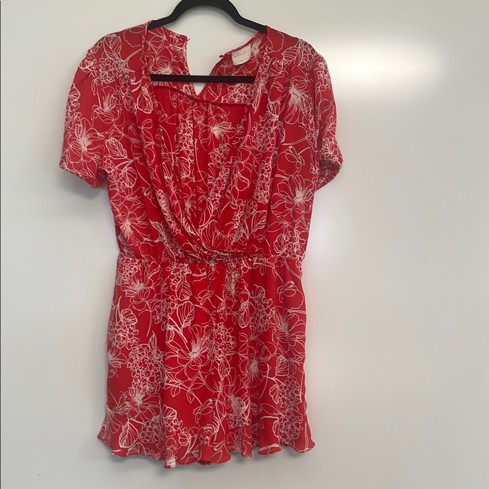 Red Floral shirts romper
